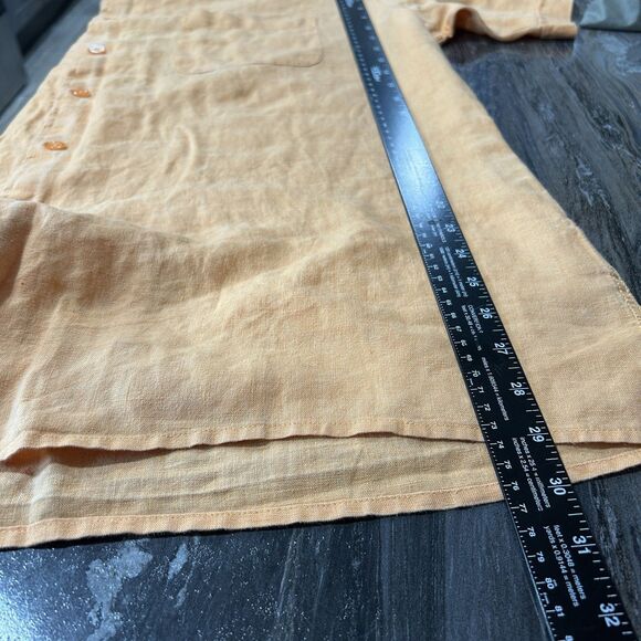 Pronto Uomo Mens Button Down Shirt XXL 100% Linen Orange Breathable Beach Cruise - Picture 6 of 7